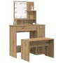 Juego de tocador con LED madera contrachapada madera vieja de , Tocadores para dormitorios - Ref: Foro24-3329185, Precio: 134...