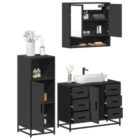 Juego de muebles de baño 3 pzas madera contrachapada negro de , Muebles de baño - Ref: Foro24-3300990, Precio: 269,73 €, Desc...