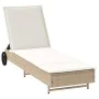 Tumbona con ruedas y cojín ratán sintético beige von , Liegen - Ref: Foro24-4104037, Preis: 166,51 €, Rabatt: %