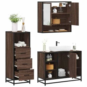 Set de muebles baño 3 pzas madera contrachapada roble marrón de , Muebles de baño - Ref: Foro24-3301064, Precio: 239,41 €, De...