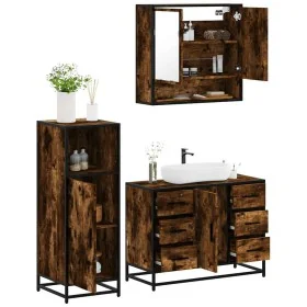 Set de muebles baño 3 pzas madera contrachapada roble ahumado von , Badezimmermöbel - Ref: Foro24-3300992, Preis: 265,95 €, R...