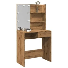 Tocador con luces LED roble artisan 74,5x40x141 cm de , Tocadores para dormitorios - Ref: Foro24-857022, Precio: 111,71 €, De...