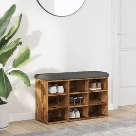 Banco zapatero madera de ingeniería madera vieja 82x32x50 cm by , Benches for halls and storage - Ref: Foro24-857623, Price: ...