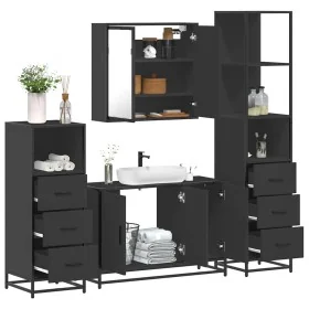 Juego de muebles de baño 4 pzas madera contrachapada negro de , Muebles de baño - Ref: Foro24-3301250, Precio: 360,33 €, Desc...