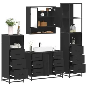 Juego de muebles de baño 4 pzas madera contrachapada negro de , Muebles de baño - Ref: Foro24-3301290, Precio: 445,68 €, Desc...