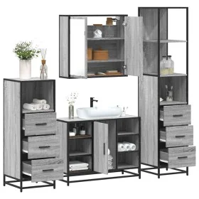 Set de muebles de baño 4 pzas madera contrachapada gris sonoma de , Muebles de baño - Ref: Foro24-3301273, Precio: 348,06 €, ...