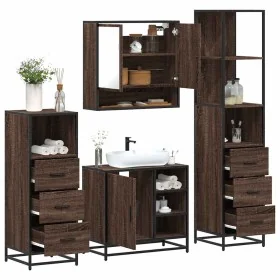 Set de muebles baño 4 pzas madera contrachapada roble marrón de , Muebles de baño - Ref: Foro24-3301299, Precio: 340,17 €, De...