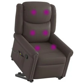 Sillón reclinable masaje pie cuero sintético marrón brillante de , Sillones - Ref: Foro24-3303421, Precio: 310,41 €, Descuent...