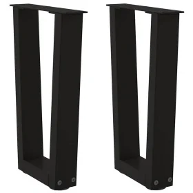 Patas para mesa de comedor en forma de V 2 uds acero negro by , Table legs - Ref: Foro24-4012624, Price: 56,16 €, Discount: %