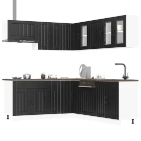 Mueble de cocina Lucca negra 11 piezas madera contrachapada de , Armarios de cocina - Ref: Foro24-3314922, Precio: 708,02 €, ...