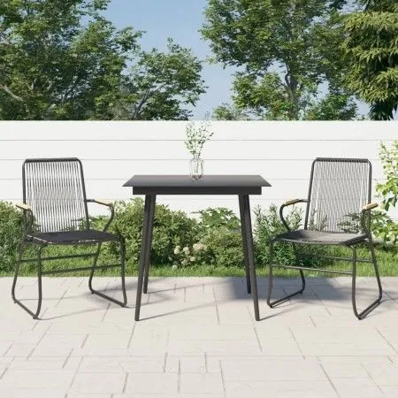 Juego de comedor de jardín 3 piezas ratán PVC negro de vidaXL, Conjuntos de jardín - Ref: Foro24-3060267, Precio: 223,27 €, D...