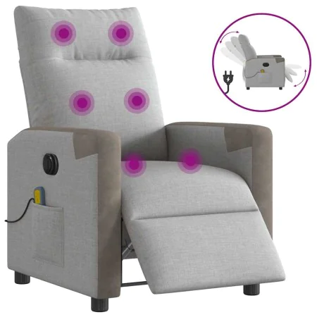 Sillón reclinable de masaje eléctrico tela gris nube de , Sillones - Ref: Foro24-3324084, Precio: 255,75 €, Descuento: %