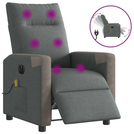 Sillón reclinable de masaje eléctrico tela gris oscuro de , Sillones - Ref: Foro24-3324086, Precio: 254,72 €, Descuento: %
