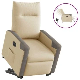 Sillón eléctrico reclinable elevable de tela color crema de , Sillones - Ref: Foro24-3324103, Precio: 324,72 €, Descuento: %