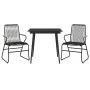 Juego de comedor de jardín 3 piezas ratán PVC negro de vidaXL, Conjuntos de jardín - Ref: Foro24-3060267, Precio: 223,27 €, D...