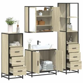 Juego de muebles de baño 4 pzas contrachapada roble sonoma de , Muebles de baño - Ref: Foro24-3301246, Precio: 315,36 €, Desc...