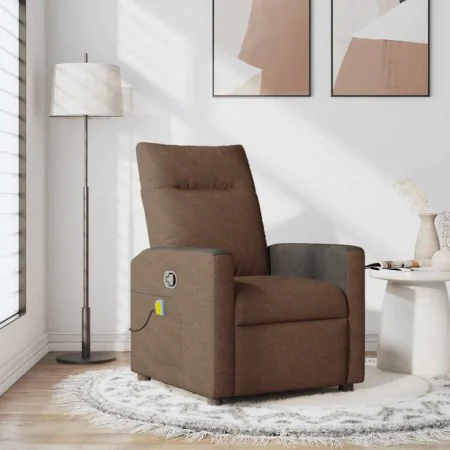 Sillón reclinable con masaje de tela marrón de , Sillones - Ref: Foro24-4104835, Precio: 204,01 €, Descuento: %