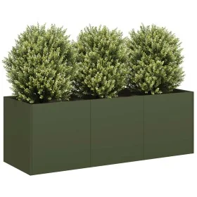 Jardinera de acero laminado en frío verde oliva 120x40x40 cm by , Pots and planters - Ref: Foro24-860678, Price: 85,90 €, Dis...