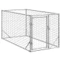 Perrera de exterior puerta acero galvanizado plateado 2x1x1 m de , Casetas para perros - Ref: Foro24-4105410, Precio: 82,79 €...