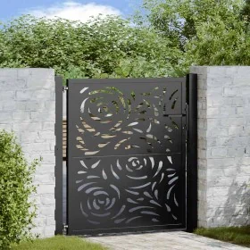 Puerta de jardín diseño llama acero negro 105x106 cm by , garden gates - Ref: Foro24-4100989, Price: 170,43 €, Discount: %