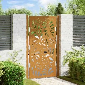 Puerta de jardín de acero desgastado diseño ondulado 105x180 cm by , garden gates - Ref: Foro24-4100977, Price: 226,91 €, Dis...