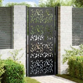 Puerta de jardín de diseño de hojas de acero negra 105x205 cm von , Gartentore - Ref: Foro24-4100963, Preis: 274,16 €, Rabatt: %