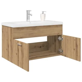 Mueble para lavabo con lavabo integrado y grifo roble artesanal de , Muebles de baño - Ref: Foro24-3328908, Precio: 220,76 €,...