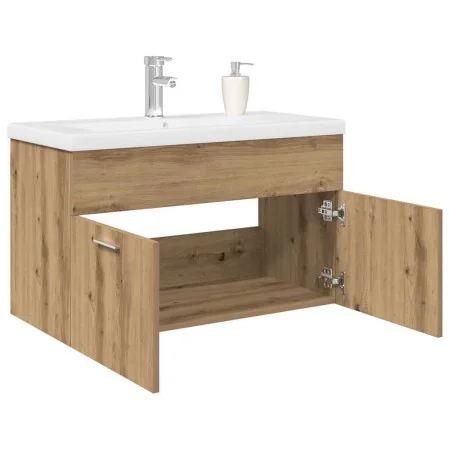 Mueble para lavabo con lavabo integrado y grifo roble artesanal de , Muebles de baño - Ref: Foro24-3328908, Precio: 220,76 €,...