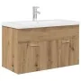 Mueble para lavabo con lavabo integrado y grifo roble artesanal de , Muebles de baño - Ref: Foro24-3328908, Precio: 220,76 €,...