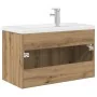 Mueble para lavabo con lavabo integrado y grifo roble artesanal de , Muebles de baño - Ref: Foro24-3328908, Precio: 220,76 €,...