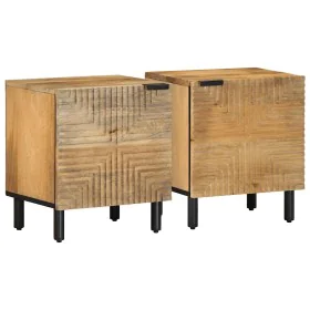 Mesitas de noche 2 uds madera maciza de mango marrón 40x33x46cm de , Mesitas de noche - Ref: Foro24-4017717, Precio: 109,47 €...