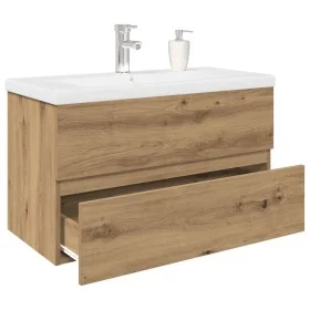 Mueble para lavabo con lavabo integrado y grifo roble artesanal de , Tocadores de baño - Ref: Foro24-3328934, Precio: 238,47 ...