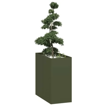 Jardinera acero verde oliva 40x80x80 cm de , Maceteros y jardineras - Ref: Foro24-860776, Precio: 99,83 €, Descuento: %