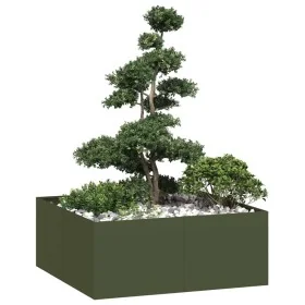 Jardinera acero verde oliva 100x100x40 cm de , Maceteros y jardineras - Ref: Foro24-860818, Precio: 78,03 €, Descuento: %