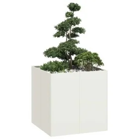 Jardinera acero blanco 80x80x80 cm de , Maceteros y jardineras - Ref: Foro24-860781, Precio: 124,22 €, Descuento: %