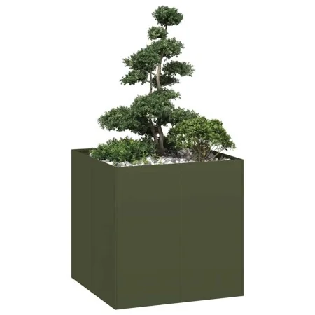 Jardinera acero verde oliva 80x80x80 cm de , Maceteros y jardineras - Ref: Foro24-860783, Precio: 125,80 €, Descuento: %
