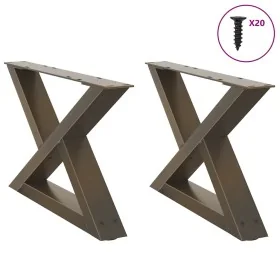 Patas para mesa centro 2 uds acero natural 60x(30-31,3)cm acero de , Patas para mesas - Ref: Foro24-4012691, Precio: 73,43 €,...