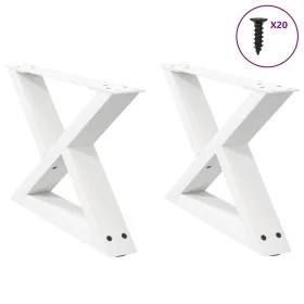Patas para mesa de centro 2unidades acero blanco 50x(30-31,3)cm by , Table legs - Ref: Foro24-4012685, Price: 68,59 €, Discou...