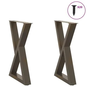 Patas para mesa de comedor 2 uds acero natural 60x(72-73,3) cm de , Patas para mesas - Ref: Foro24-4012723, Precio: 104,69 €,...