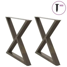 Patas para mesa de comedor 2 uds acero natural 90x(72-73,3) cm by , Table legs - Ref: Foro24-4012735, Price: 129,77 €, Discou...