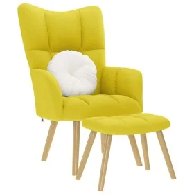 Sillón de relax con taburete tela amarillo clara de , Sillones - Ref: Foro24-4016787, Precio: 125,28 €, Descuento: %