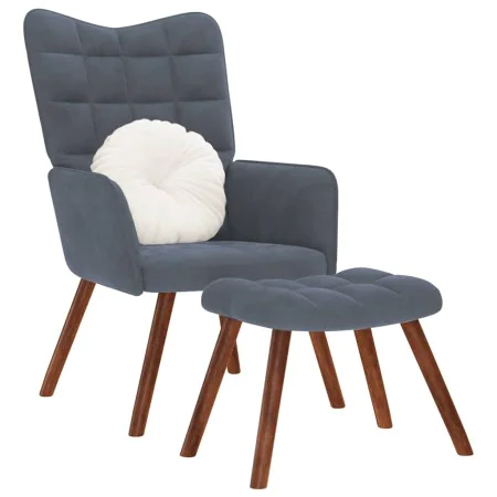 Sillón de relax con reposapiés terciopelo gris oscuro de , Sillones - Ref: Foro24-4016822, Precio: 121,70 €, Descuento: %