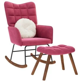 Mecedora con taburete de terciopelo rojo vino de , Mecedoras - Ref: Foro24-4016848, Precio: 140,76 €, Descuento: %