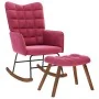 Mecedora con taburete de terciopelo rojo vino de , Mecedoras - Ref: Foro24-4016848, Precio: 140,76 €, Descuento: %