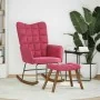 Mecedora con taburete de terciopelo rojo vino de , Mecedoras - Ref: Foro24-4016848, Precio: 140,76 €, Descuento: %
