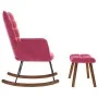 Mecedora con taburete de terciopelo rojo vino de , Mecedoras - Ref: Foro24-4016848, Precio: 140,76 €, Descuento: %