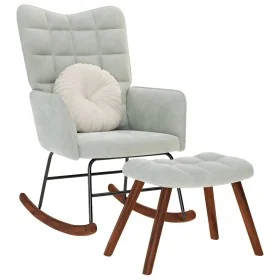 Mecedora con taburete de terciopelo gris claro de , Mecedoras - Ref: Foro24-4016843, Precio: 139,04 €, Descuento: %