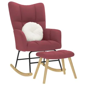Sillón mecedora con taburete tela rojo tinto de , Mecedoras - Ref: Foro24-4016803, Precio: 143,01 €, Descuento: %