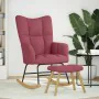 Sillón mecedora con taburete tela rojo tinto de , Mecedoras - Ref: Foro24-4016803, Precio: 143,01 €, Descuento: %