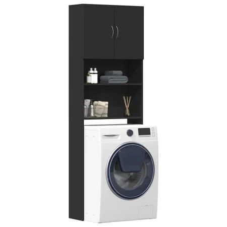 Armario de lavadora madera ingeniería negro 64x24x190 cm de , Accesorios para lavadoras y secadoras - Ref: Foro24-862390, Pre...
